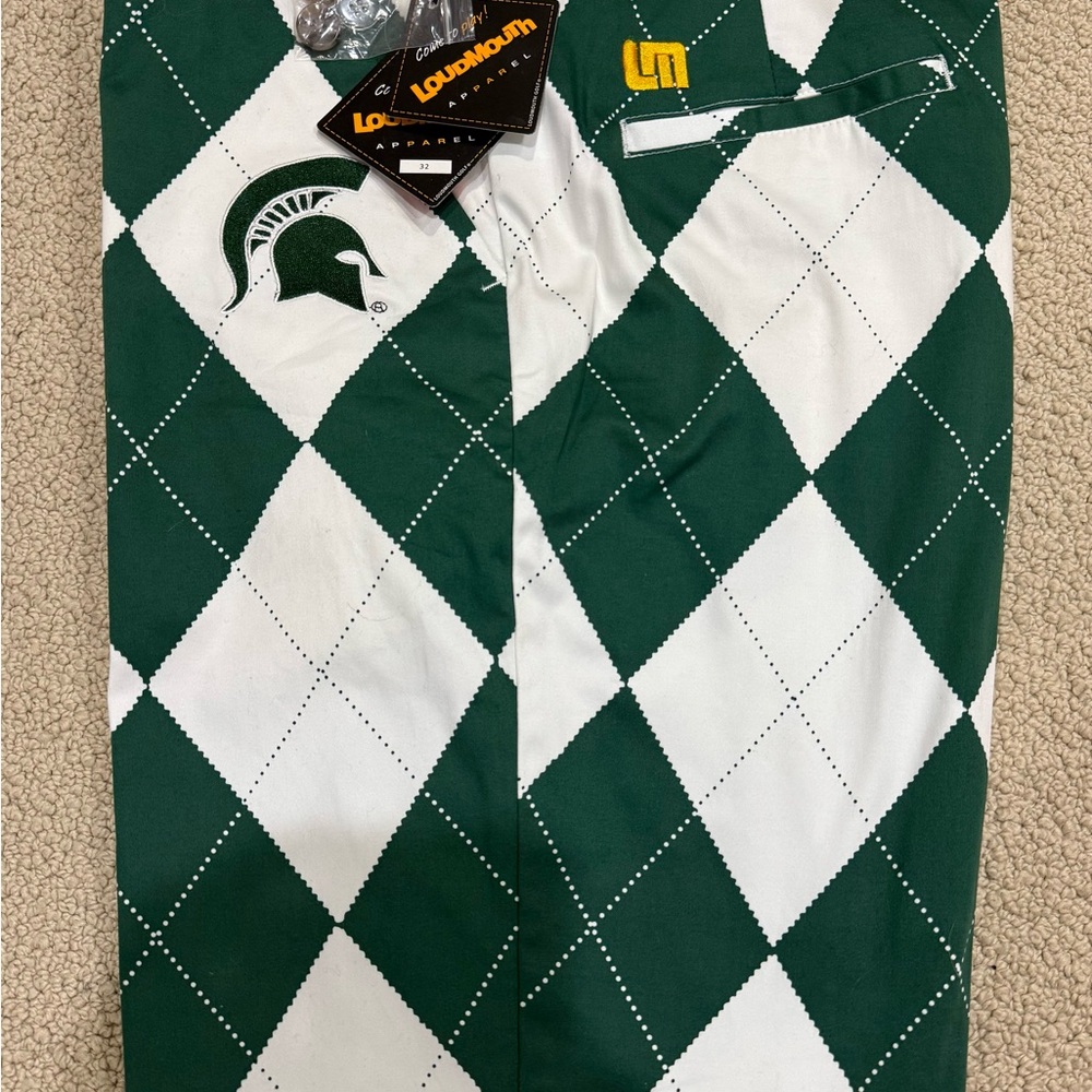 Loudmouth Green and White Diamond Pattern Pants